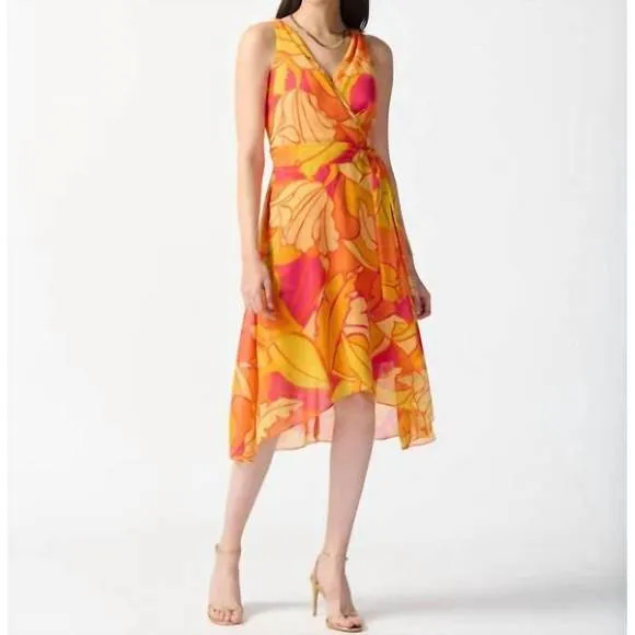 NEW JOSEPH RIBKOFF tropical print wrap dress