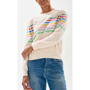 NEW JUMPER1234 stripe block crew in cream multi