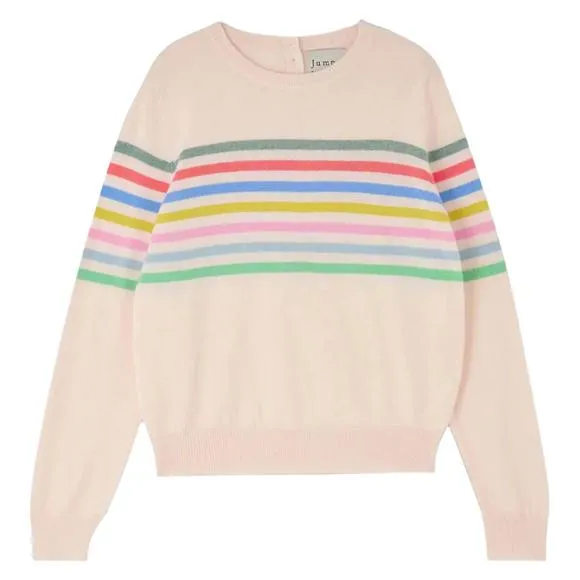 NEW JUMPER1234 stripe block crew in cream multi