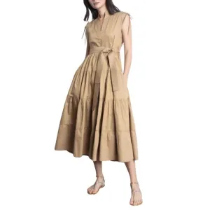 NEW KARINA GRIMALDI virginia midi dress in khaki