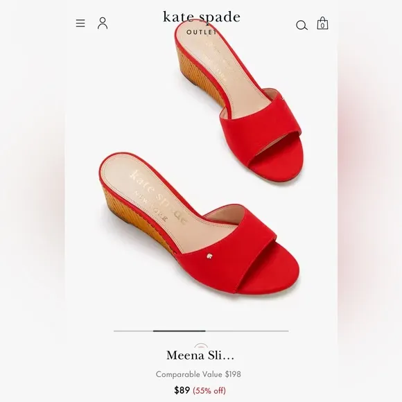 NEW KATE SPADE Meena Canvas Embellished Slide Sandals