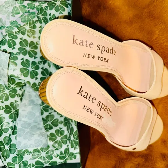 NEW KATE SPADE Meena Canvas Embellished Slide Sandals
