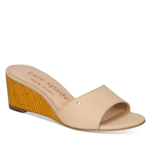 NEW KATE SPADE Meena Canvas Embellished Slide Sandals
