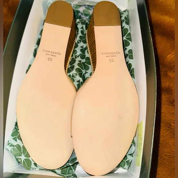 NEW KATE SPADE Meena Canvas Embellished Slide Sandals