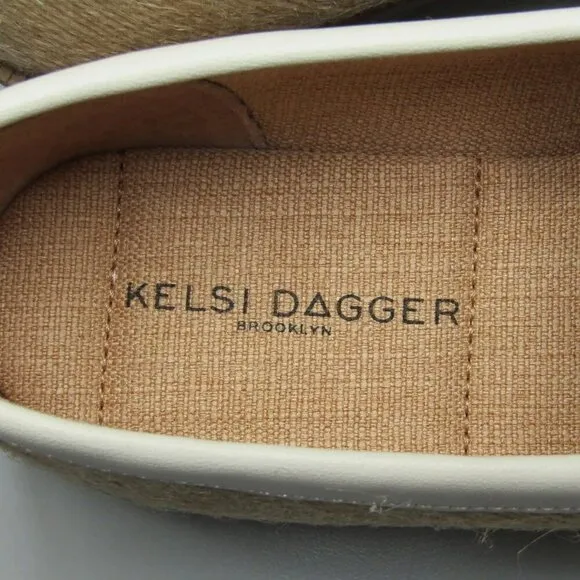 NEW KELSI DAGGER Womens Lens Penny Loafers Jute Almond Toe Flat Slip-On Size 7.5