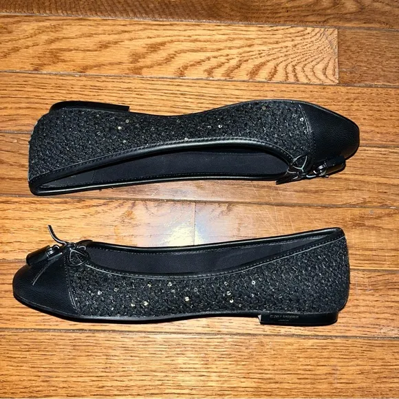 NEW Kurt Geiger London Brixton Ballerina Flats Black Sequins Women’s Size 8