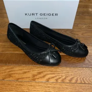 NEW Kurt Geiger London Brixton Ballerina Flats Black Sequins Women’s Size 8