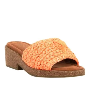 NEW Kurt Geiger London Eagle Crochet Cork Slide Sandals in Orange