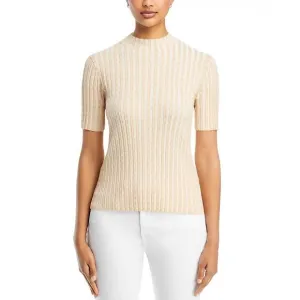 NEW LAFAYETTE 148 gingham matte crepe short sleeve sweater in plume