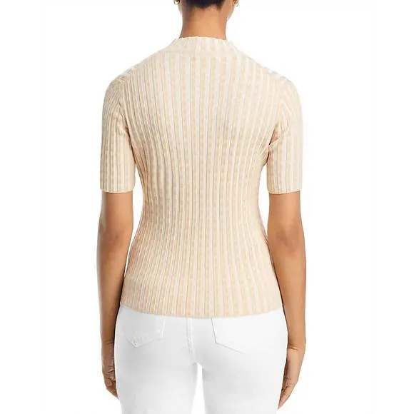 NEW LAFAYETTE 148 gingham matte crepe short sleeve sweater in plume
