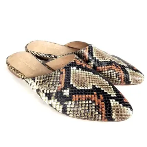 NEW Madewell Remi Snakeskin Mule Flats Brown Tan Size 6.5