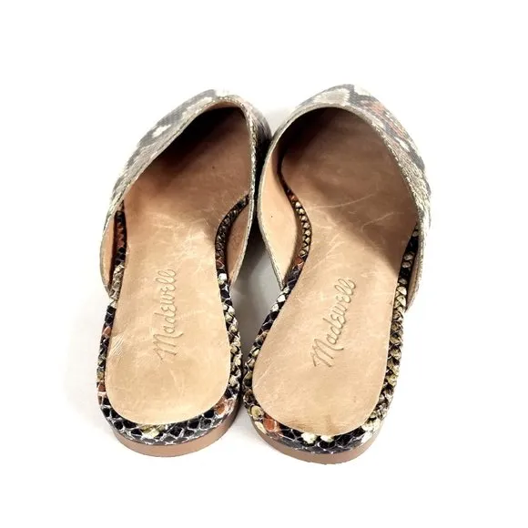 NEW Madewell Remi Snakeskin Mule Flats Brown Tan Size 6.5