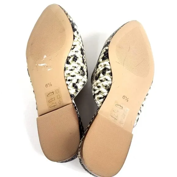 NEW Madewell Remi Snakeskin Mule Flats Brown Tan Size 6.5