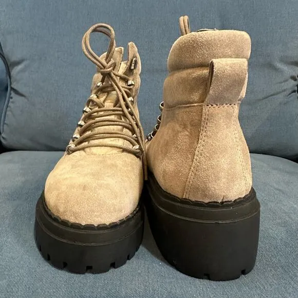 NEW Marc Fisher LTD Grey Suede Leather Nairy Hiking Boots, Sz 9.5M (JJ)