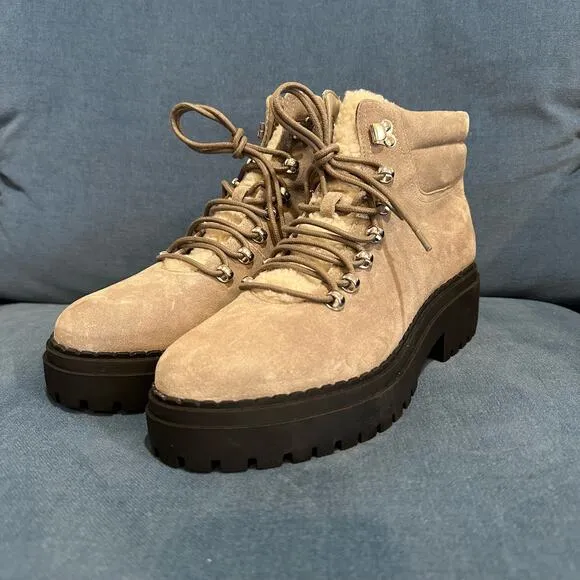 NEW Marc Fisher LTD Grey Suede Leather Nairy Hiking Boots, Sz 9.5M (JJ)