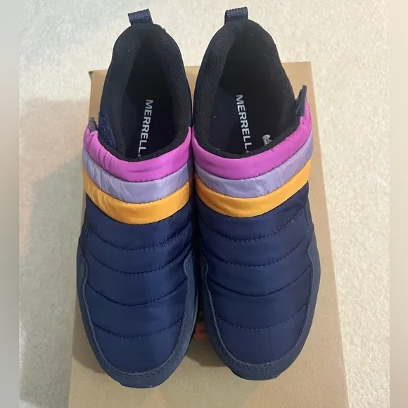 NEW Merrell Women's Alpine Moc Strap Polar Slip On Sneakers Retro Navy Sz 8