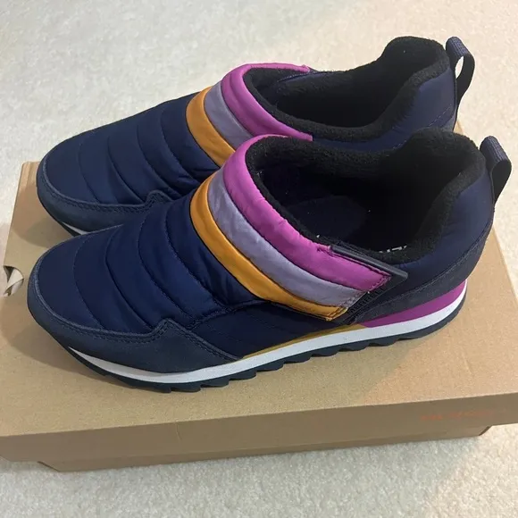 NEW Merrell Women's Alpine Moc Strap Polar Slip On Sneakers Retro Navy Sz 8