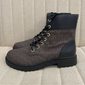 NEW Michael Kors Alistair Signature Logo Leather Ankle Boots‎ Women Size 10 Moto