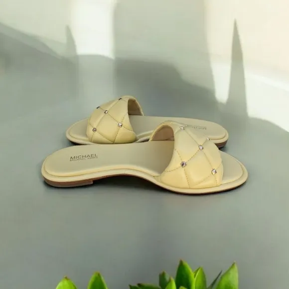 New Michael Kors Women's Rina Slide Sandals In Buttercup Size 7