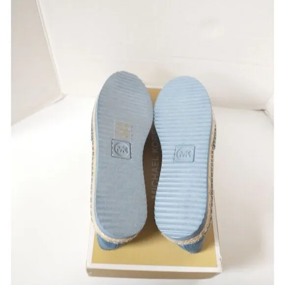 New! MICHAEL KORS Women's Vicky Espadrille Flats Shoes Denim Blue Size 9