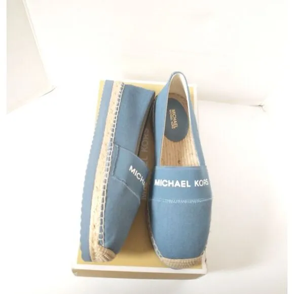 New! MICHAEL KORS Women's Vicky Espadrille Flats Shoes Denim Blue Size 9