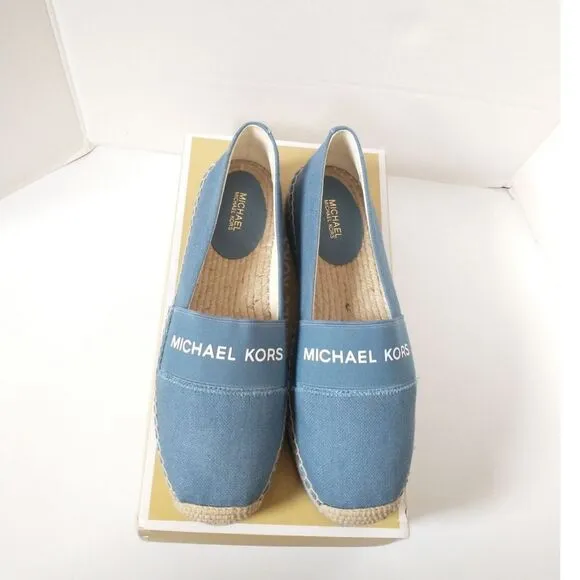 New! MICHAEL KORS Women's Vicky Espadrille Flats Shoes Denim Blue Size 9