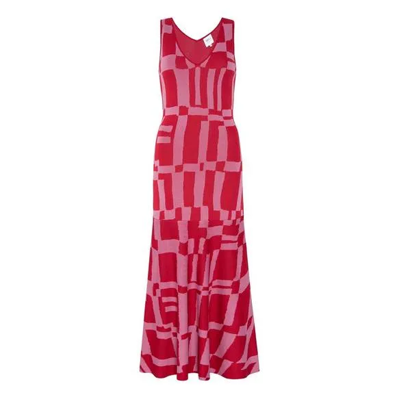 NEW MISA LOS ANGELES brenna knit midi dress in red/pink