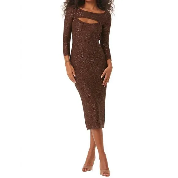 NEW MISA LOS ANGELES lisette dress in chocolate shimmer