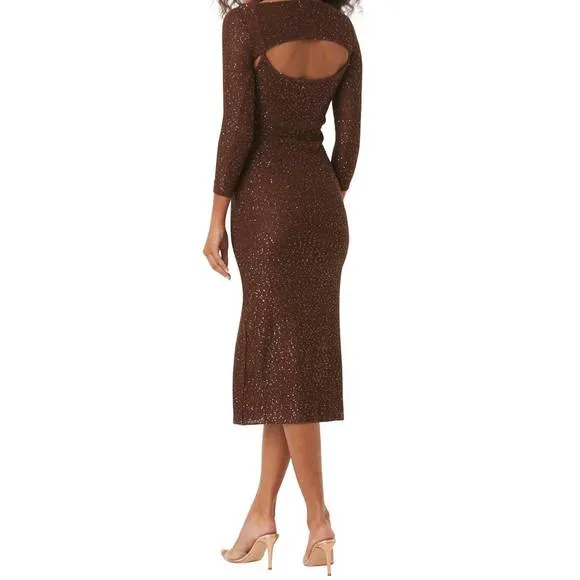 NEW MISA LOS ANGELES lisette dress in chocolate shimmer