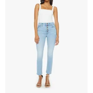 NEW MOTHER the pixie dazzler ankle fray jean in ivy league cowboy