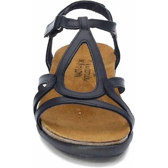 NEW NAOT women's dorith sandal with cork footbed in black raven leather