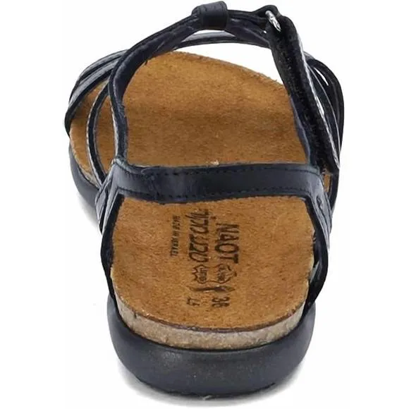 NEW NAOT women's dorith sandal with cork footbed in black raven leather