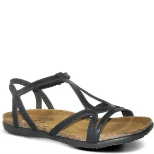 NEW NAOT women's dorith sandal with cork footbed in black raven leather