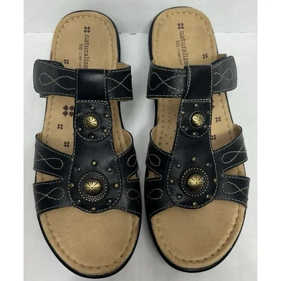 NEW Naturalizer Journie N5 Comfort Sandal Slides Womens Size 9.5M Black Casual