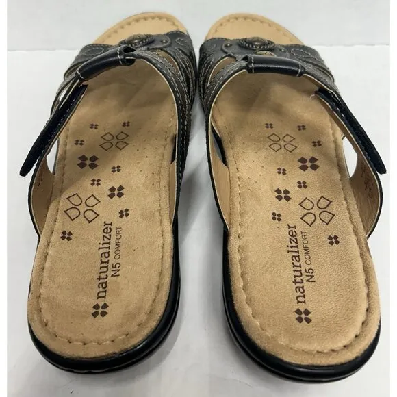NEW Naturalizer Journie N5 Comfort Sandal Slides Womens Size 9.5M Black Casual
