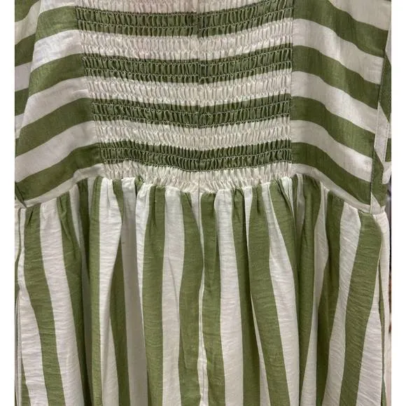 NEW NEVER A WALLFLOWER grass stripe corset dress in green