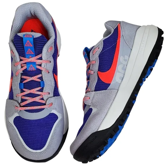 New Nike Acg lowcate sneakers men size 8 wolf grey bright crimson lace up suede