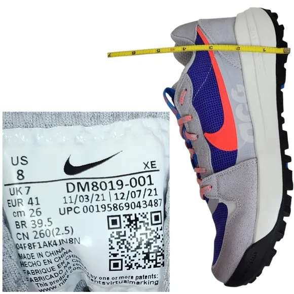 New Nike Acg lowcate sneakers men size 8 wolf grey bright crimson lace up suede