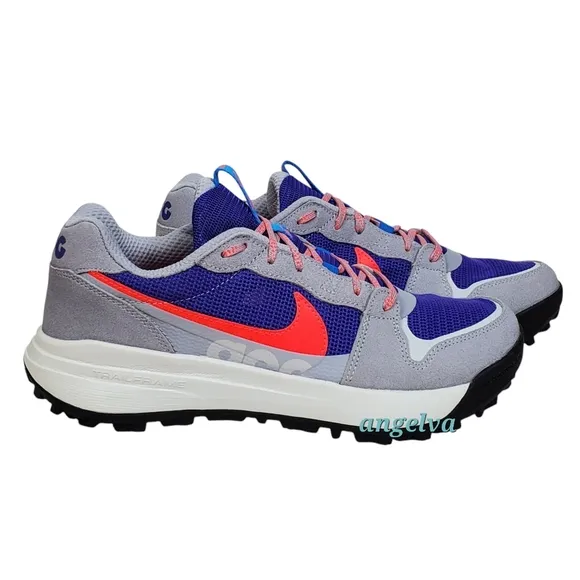 New Nike Acg lowcate sneakers men size 8 wolf grey bright crimson lace up suede