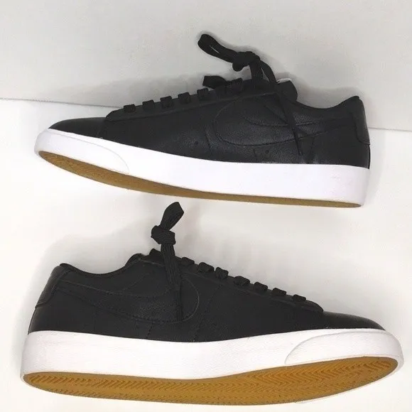 New Nike Women's Black Blazer Leather Low Top Slip on Sneakers US 6