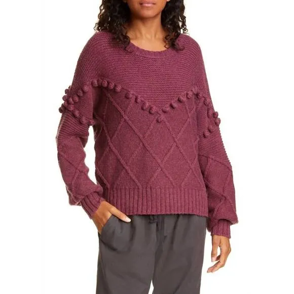 NEW NSF kaaya textured mixed knit pullover sweater in purple