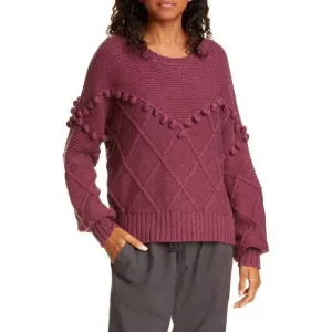 NEW NSF kaaya textured mixed knit pullover sweater in purple