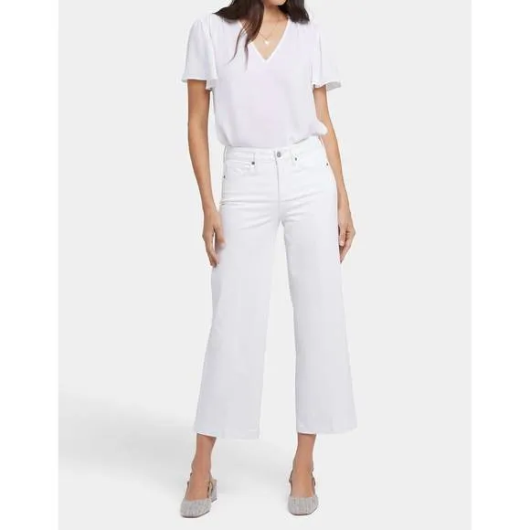 NEW NYDJ teresa wide leg ankle jeans in optic white