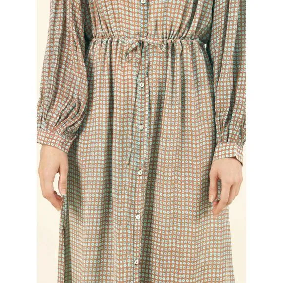 NEW OMIKA aria midi dress in talie gulf
