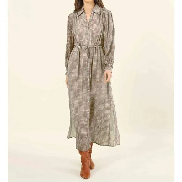 NEW OMIKA aria midi dress in talie gulf