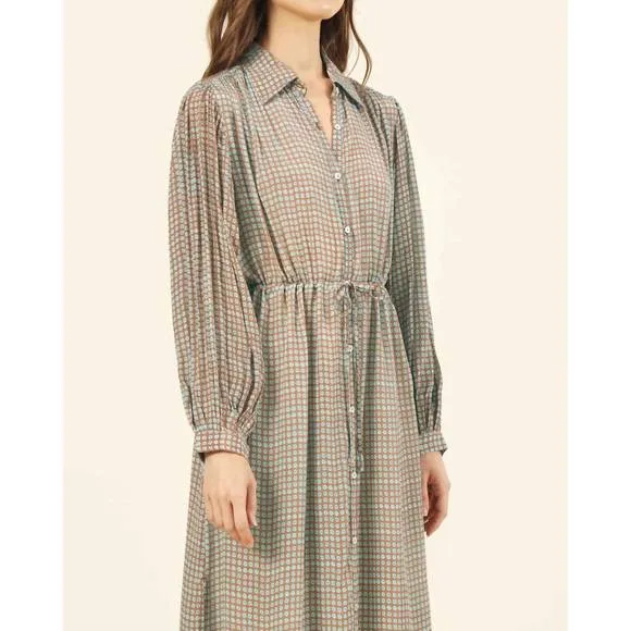 NEW OMIKA aria midi dress in talie gulf