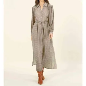 NEW OMIKA aria midi dress in talie gulf