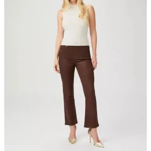 NEW PAIGE claudine flare jean in bronze shimmer luxe coating