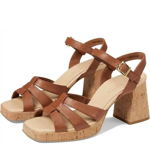 NEW PAUL GREEN women's tina heeled sandal in cognac