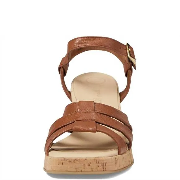 NEW PAUL GREEN women's tina heeled sandal in cognac